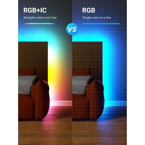 YNTVV-BGRIC LED Strip Lights 16.4FT, Smart Led Lights Compatible with Alexa&Google Assistant, Color Segment DIY, WiFi Led Lights for Bedroom, Remote&APP Control, Color Changing Strip Light for Room