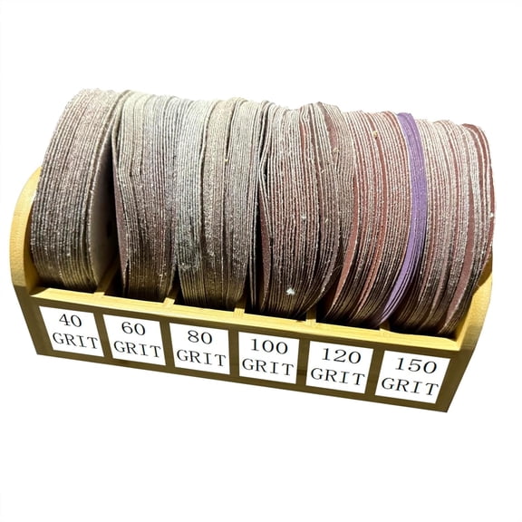 YNTVV-Bamboo Sandpaper Holder and Storage Rack - Pre-Assembled Storage for 5" Sandtray, Sand, and Saw Blades | Compact and Durable Carpenter Tool Accessories (6 Compartments)