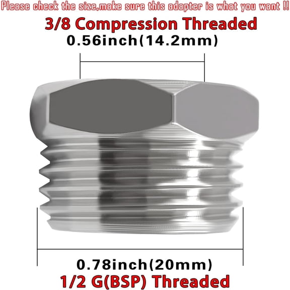 YNTVV-Beduan Brass Water Line Adapter 3/8" Female to 1/2" Male Reducer Hose Pipe Adapter Compression Fitting Kitchen Bathroom Faucet Supply Hose Stop Valve Pipe Connector with a Flat Inside 4 PCS