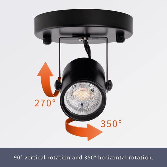 YNTVV-Black Ceiling Spotlight Bulb Replaceable LED Spot Lights 8W GU10 Bulb 3000K Warm White 90 CRI 38 Beam Angle 1 Pack