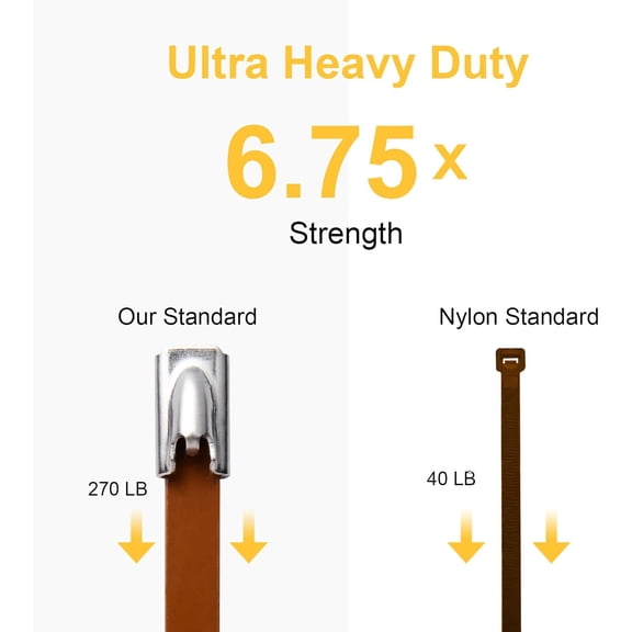 YNTVV-Brown Zip Ties Made of Metal 95 PCS 11.8 in Ties Premium Heavy Duty Stainless Steel Wire Multifunctional Locking Exhaust Wrap Flexible Durable