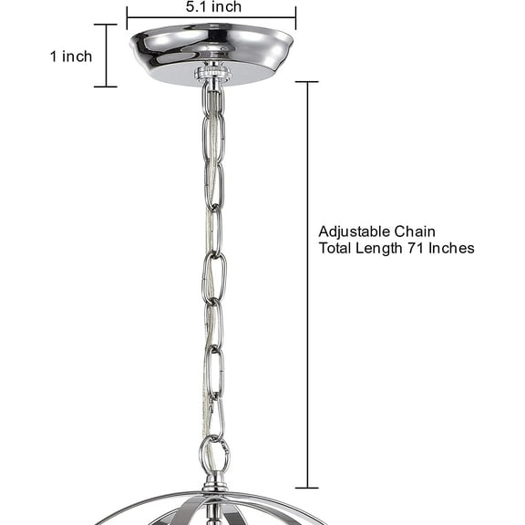 YNTVV-Chrome Canopy Kit for Ceiling Light 6 Feet Pendant Light Fixture Swag Chain with Maximum Fixture Weight of 50 Pounds Includes All Required Mounting Hardware