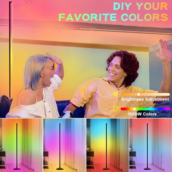YNTVV-Corner Floor Lamp, Smart RGB LED Corner Lamp,16 Million Colors Changing LED Floor Lamp with App and Remote Control,Music Sync & Timer Mood Lighting for Living Room,Smart Floor Lamp