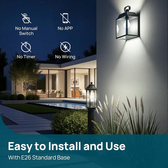 YNTVV-Dusk to Dawn Light Bulbs Outdoor, A19 Sensor Led Bulbs Automatic On/Off, 9.5W led Light Bulbs, 75 Watt Equivalent, 1200 Lumen, E26 Base, ETL&FCC Listed, 5000K Daylight, 6 Pack