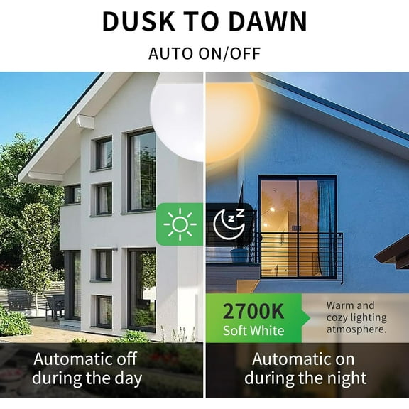 YNTVV-Dusk to Dawn Light Bulbs, Auto On/Off Light Sensing LED Bulbs Outdoor, Soft White, Dimmable, 12W 1000LM 75W Equivalent, HQ-H030