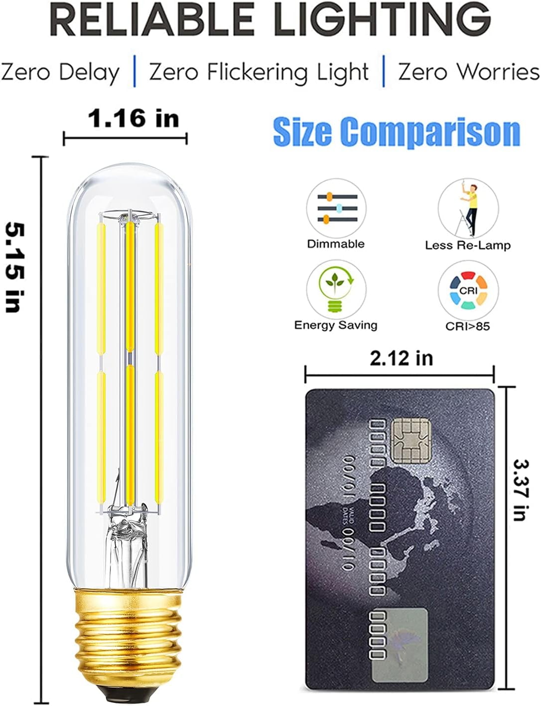 YNTVV-E26 Led Light Bulb 6W Dimmable E26 Led Tubular Bulbs 60 Watt ...