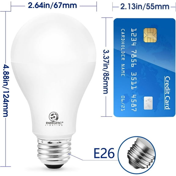 YNTVV-ENERGETIC SMARTER LIGHTING 150 Watt LED Bulb, 2600LM Super Bright Light Bulbs, Daylight 5000K, Dimmable A21 LED Bulb, E26 Standard Base, UL Listed, Damp Rated, 2 Pack