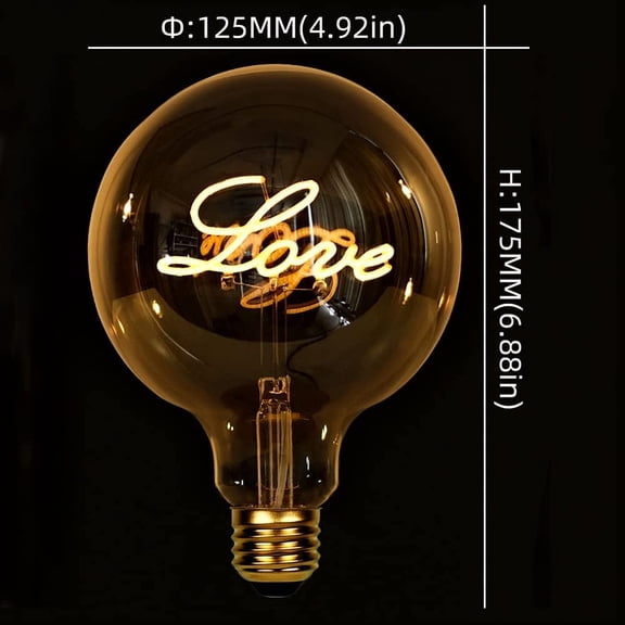 YNTVV-Edison Bulb Led Bulb Vintage 4W Dimmable 110-130V 2000Kelvin Super Yellow Warm Decorative Light Bulb (G30 Love Stand)