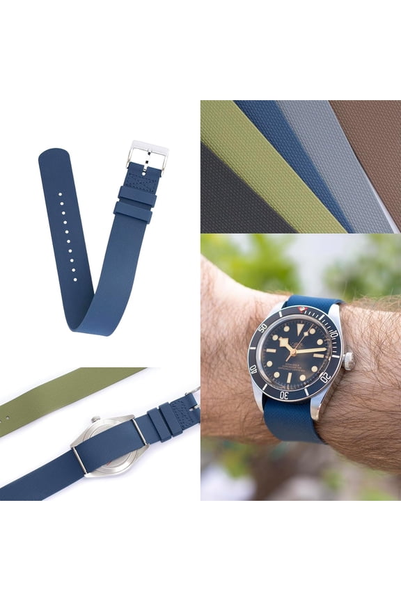 -Fluoro Rubber Band Hook And Loop Canvas Texture Straps For Tudor Watches, Durable Single Pass One-Piece Replacement Watch Band Strap For Men & Women