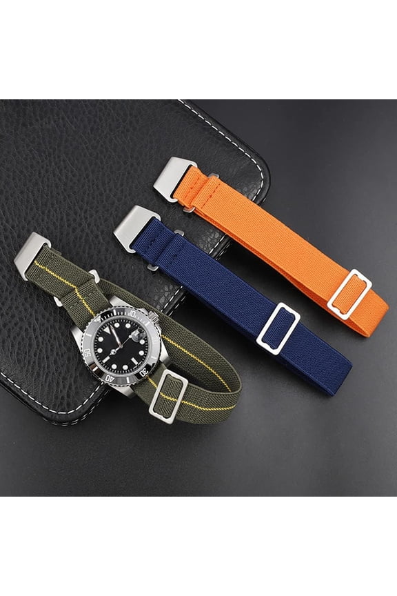 -French Troops Parachute Style Watch Band - Elastic Fabric Nylon Waterproof Military Replacement Watch Strap - Choice of Colors - 18mm 20mm 22mm