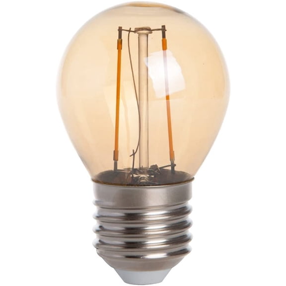 YNTVV-G16-DSGT-2W-WW22 Dimmable Gold Tint G16 E26/E27 2W Edison Style LED Vintage Antique Filament Bulb, 25W Equivalent, Ultra Warm White 2200K (Amber Glow), 4-Pack