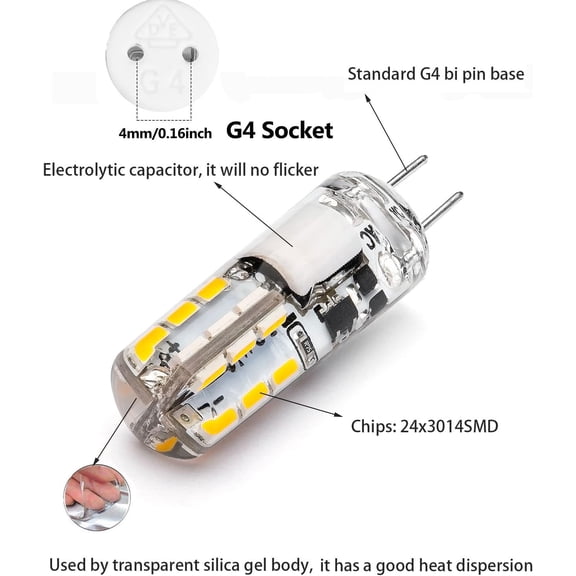 YNTVV-G4 LED Bulb 12V AC DC 1.5W 6000K No Flicker LED G4 Light Bulbs Bi-Pin Base Landscape Light Bulbs 10W 20W T3 Halogen Bulb Led Replacement (10 Pack) (Daylight White)