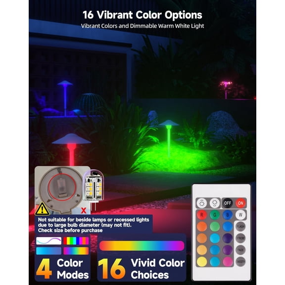 YNTVV-G4 LED Bulb 12V, T3 G4 Color Changing LED Bulbs, 12V 24V 3W RGB Bi-Pin Lights Warm White+15 Multi Colors for Low Voltage Landscape Light (2 Bulbs, 1 Remote)