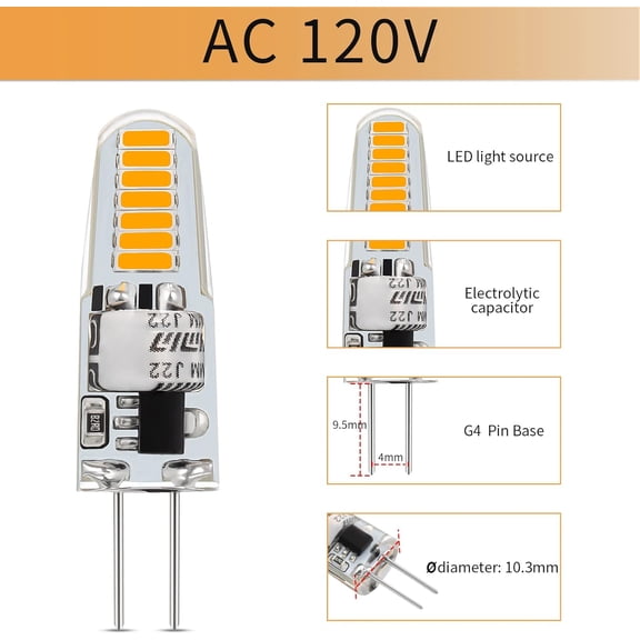 YNTVV-G4 LED Bulb AC 120V 1.2W 2.8CM*1.3CM 14SMD 10PACK