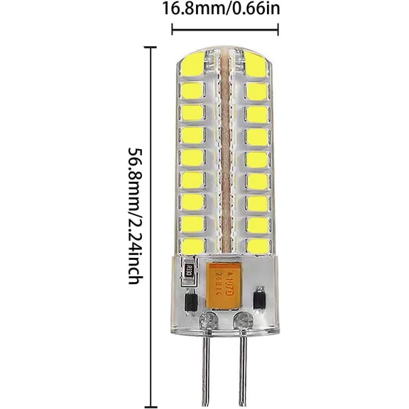 YNTVV-G4 LED Light Bulbs 5W T3 JC Type Corn Lamp Equivalent 50W Halogen Bi-pin Base for Home Living Room Bedroom Chandelier RV Under Cabinet Light 12VAC/DC 6000K Cool White Non-dimmable Pack of 4