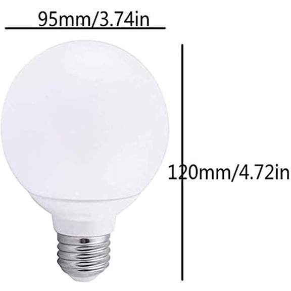 YNTVV-G95 LED Bulbs 9W Globe Vanity Light Bulbs E26/E27 Base Warm White 3000K 90W Equivalent for Makeup Vanity Mirror Bathrooms Lamp, AC 85V-265V (4 Pack)
