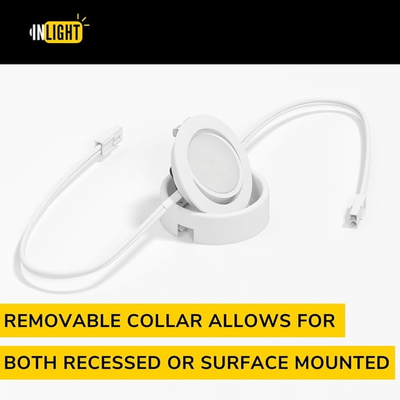 YNTVV-Getinlight LED Puck Lights, 2.75" Metal Housing, Wall-Dimmer Compatible, 2700K Warm White, White Finish, Plug-in or Hardwired, ETL Listed, IN-0107-1