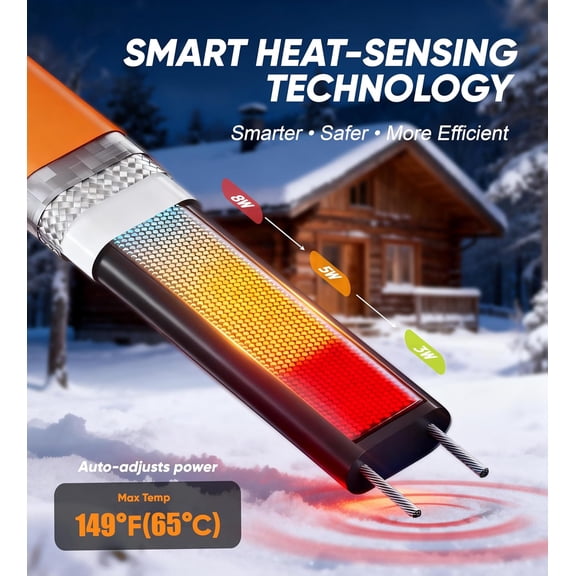 YNTVV-Heat Tape for Water Pipes - 25FT Heat Tape with Thermostat Self-Regulating Heat Tape Freeze Protection, ETL Listed, Keeps Water Flowing at -40F, 120V 3W/FT