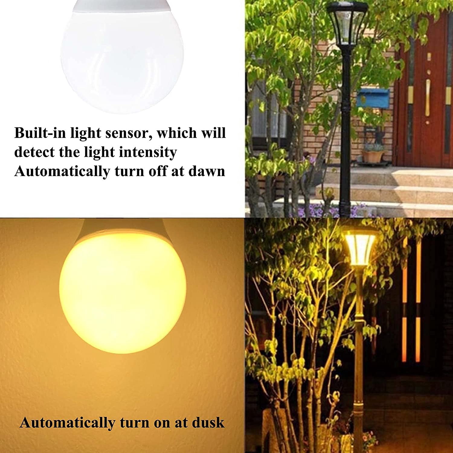 YNTVV-LED 40W Equivalent Smart Light Sensor Bulb, 5W 500lm E26 Soft ...