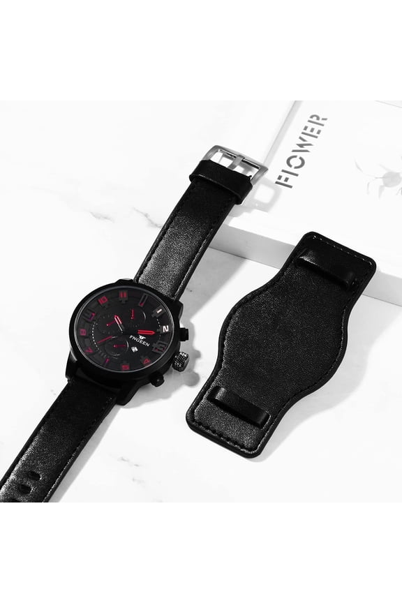 -Leather Military Punk Watch: Waterproof Quartz Analog Watches Calendar Round Wristwatch Vintage Reloj Luminous Wrist Watch