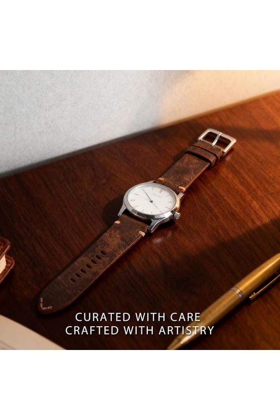 -Leather Watch Band - Crazy Horse Leather One-Piece Watch Straps for Men or Women - 22mm, 24mm or 26mm Widths