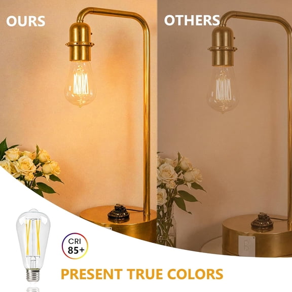 YNTVV-Light Bulb, LED Bulb Dimmable, High Brightness 750 LM Edison Bulb, 60W Equivalent 2700K Warm White Light E26 Socket, Suitable for Apartments and Homes Etc (6 Pack)