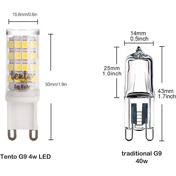 YNTVV-Lighting G9 Ceramic Base, True Color Technology Energy Saving Halogen LED Light Bulbs, Warm White, 120v 4w (40w Equivalent) (390 lm) (2750k) (10/Pack)