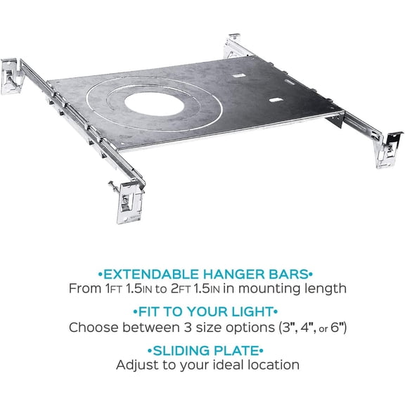 YNTVV-Luxrite New Construction Mounting Plate, 3-4-6 Inch LED Recessed Lighting Kits, Extendable Hanger Bars, ETL Listed - Shallow Recessed Light Housing