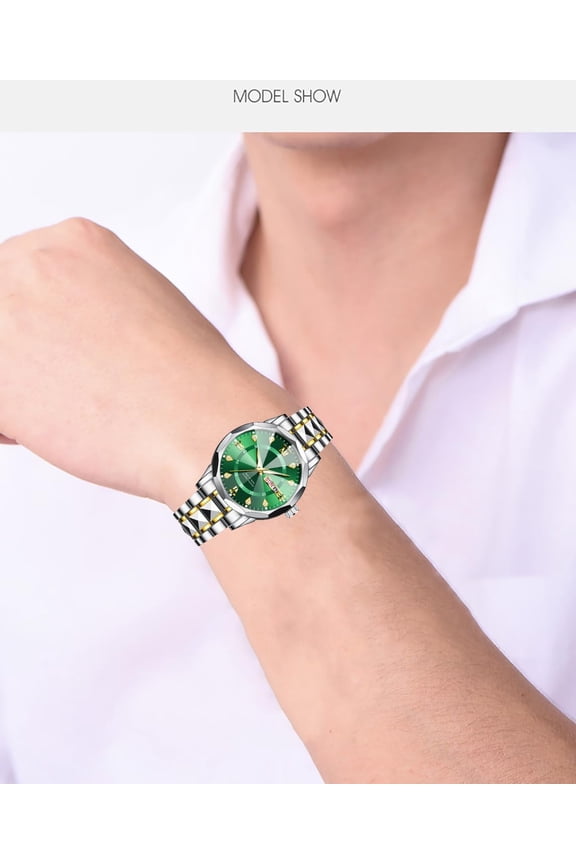 -Luxury Dress Men's Business Watches Quartz Stainless Watch Steel Waterproof Luminous Date Two Tone Wrist Watch