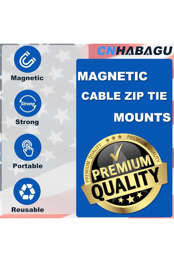 -Magnet Zip Tie Mount Magnetic Zip Ties Mount Holder Strong 1-Second Magnetic Snap Installation Heavy-Duty Waterproof Cable Tie Mounts for Car Boat Workshop Industrial Organizing (12 Piece)