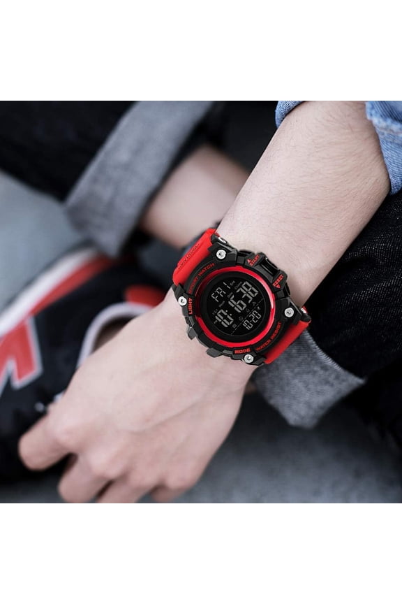 -Men Sport Watch Countdown Stopwatch Watch Mens Wrist Watch Waterproof LED Electronic Digital Male Watch 12/24 Hour Multifunctional Watch