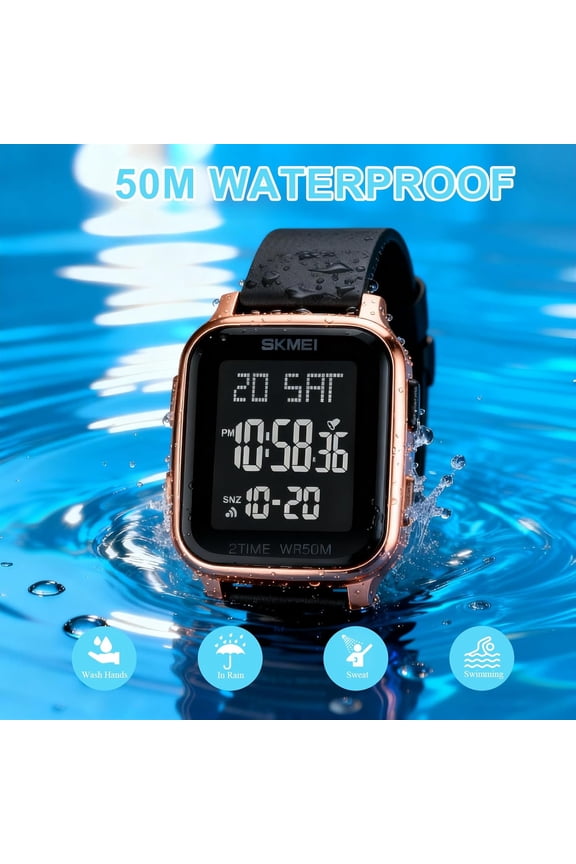 -Men's Military Digital Sports Watch Ultra-Thin Waterproof Wrist Watches for Men with Stopwatch Countdown Timer Alarm Function Dual Time LED Back Light