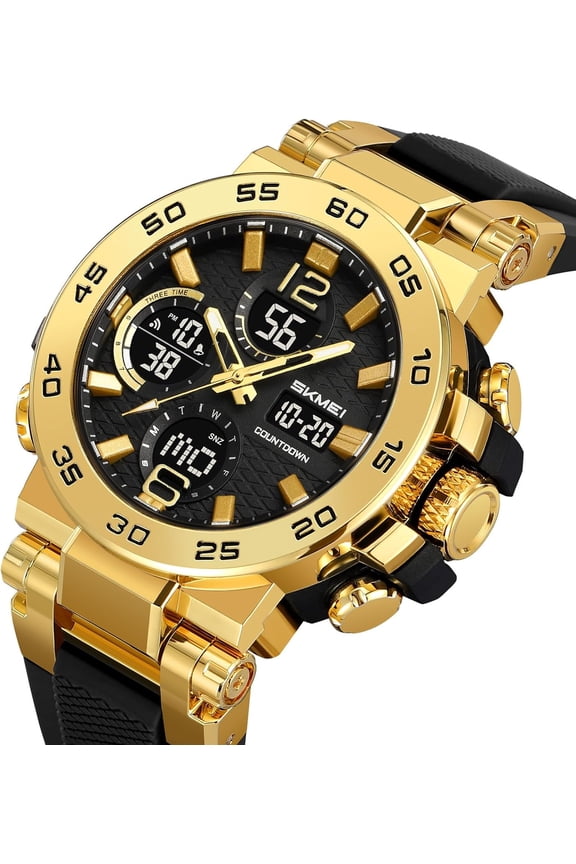 -Mens Analog Digital Dual Display Sports Watches Military Multifunctional 50M Waterproof LED Watch with Alarm Stopwatch Backlight 12H/24H Outdoor Running Swimming