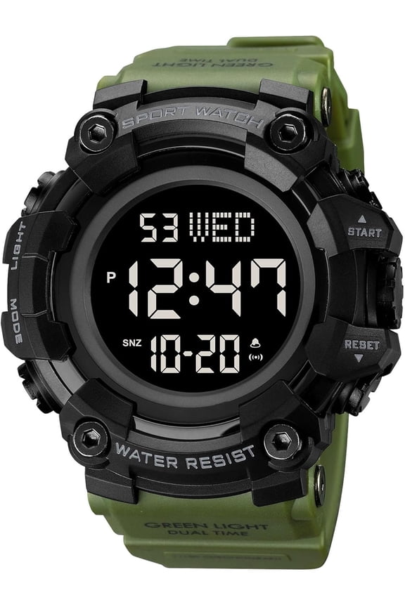 -Mens Military Multifunction Digital LED Watch Electronic Waterproof Alarm Quartz Sports Watch