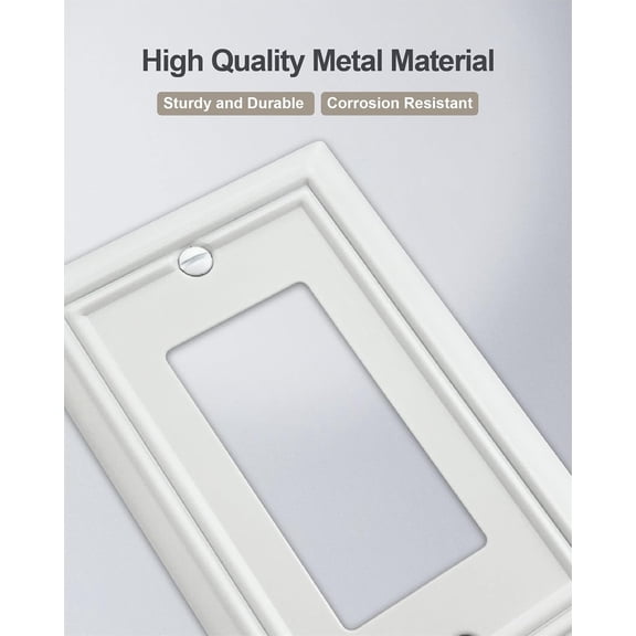 YNTVV-Metal Wall Plates, Switch Plates and Outlet Covers, Decorative Pearl Design (Off White/1 Decorator 4 Pack)