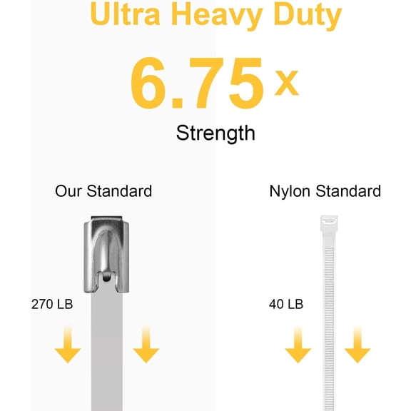 YNTVV-Metal Zip Ties 100 Pcs 19.7 in Premium Heavy Duty Stainless Steel Wire Multifunctional Locking Exhaust Wrap Flexible Durable