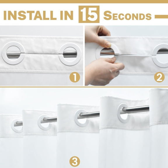 YNTVV-No Hook Small Shower Curtain with Snap in Liner, Polyester Textured Shower Curtain with Liner Set, Waterproof Washable Short Shower Curtains for Stall, 36Wx74H, White