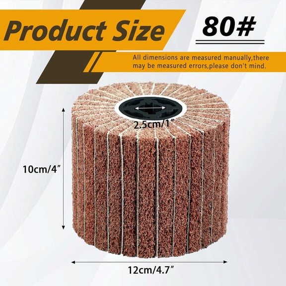 YNTVV-Non Woven Wire Abrasive Drawing Polishing Burnishing Wheel Flap Wire Brush Drum Surface Conditioning Tool for Metal Surface Polishing Grinding Removing Rust 120x100x19mm with Sandpaper 80 Grit