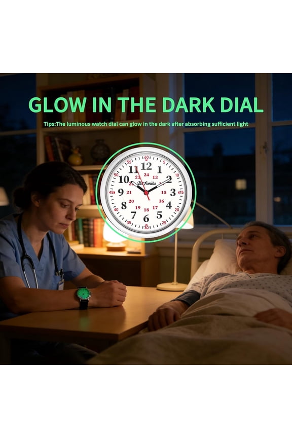 -Nurse Watch for Medical Professionals Analog Women's Watches Mens 24 Hour Military Time with Second Hand