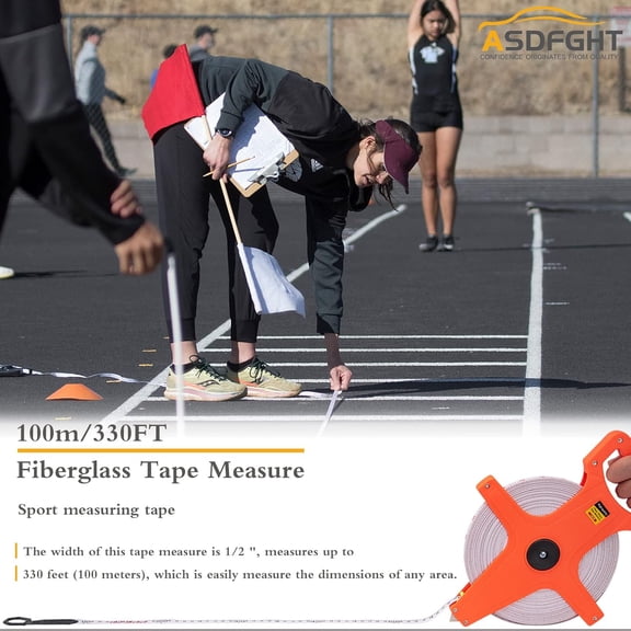 YNTVV-Open Reel Tape Measure 330 Feet, Fiberglass Tape Measure, Yard Measuring Tape Fit for Sports Field, Outdoor, Engineer,Track, Durable Dual-Sided Measuring Reel with Feet and Meters (1/2')