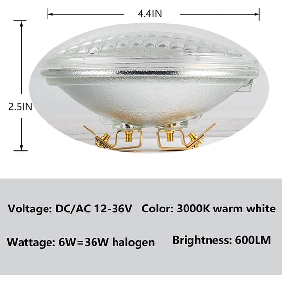 YNTVV-PAR36 LED Landscape Light Bulb, 36 Watt Halogen Equivalent 6W 600 Lumen, Bright White 3000K, PAR36 LED 12V for Landscape Lighting,Off-Road Vehicles,RV Vehicles,Tractor, 2 Pack