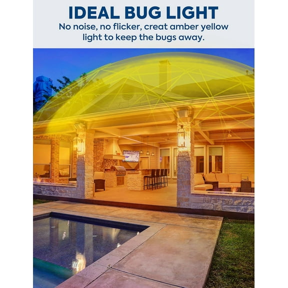 YNTVV-PAR38 LED Bug Lights for Outside, Amber Yellow 150W Flood Light Bulbs Equivalent, 15W Energy Saving, E26 Base, Not-dimmable, for Outdoor Backyard, Garage, Garden, Porch, 2 Pack