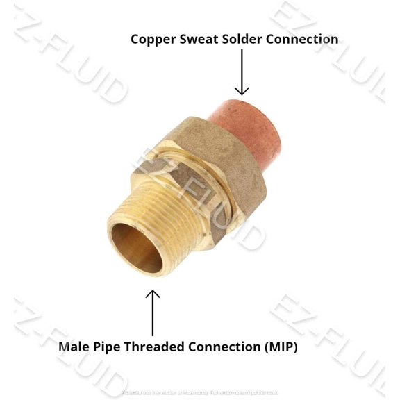 YNTVV-Plumbing 3/4" C X MIP Brass Copper Union C x Male Iron Threaded (Sweat Sockets X MIP) Connection Copper Pipe Fitting,Straight (1 Pack)
