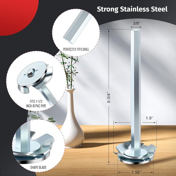 YNTVV-Plumbing PVC Fitting Socket Saver, PVC Pipe Reamer Cutter for Removing SCH 40 from Hub, Fits 1/2 Variable Speed Power Drill, Bit Socket Saver Inside for ABS PVC Pipe (1-1/2 Inch)