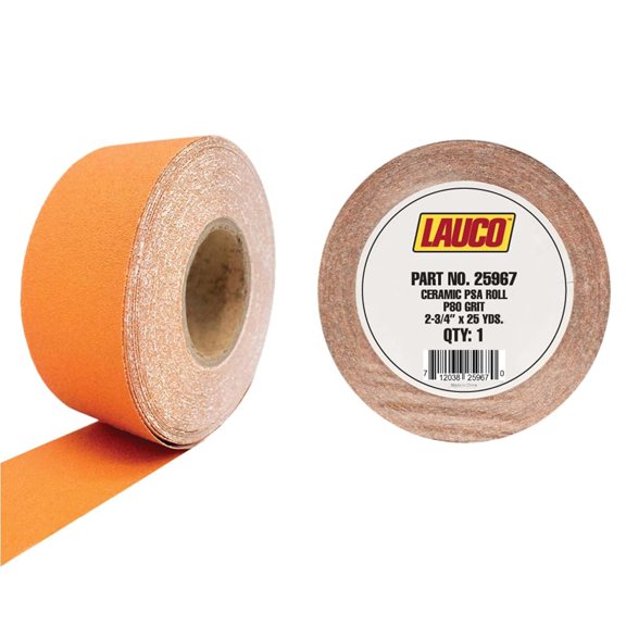YNTVV-Premium 180 Grit Ceramic Grain PSA Self-Adhesive Sanding Roll Each 2.75" x 25 Yard - Self Adhesive Sticky Back Continuous Longboard Sandpaper for Automotive and Woodworking