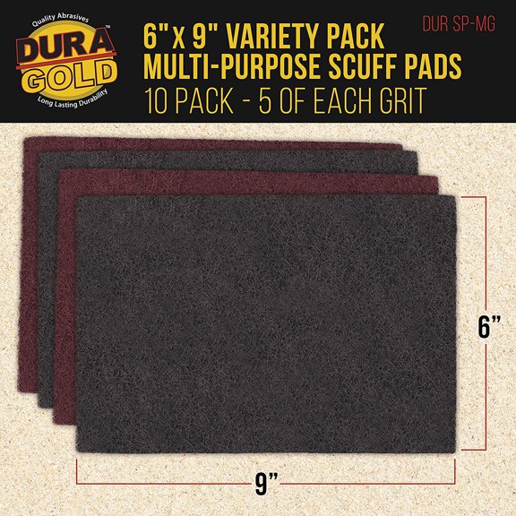 YNTVV-Premium 6" x 9" Scuff Pads, 5 Each Maroon General Purpose & 5 Each Gray Ultra Fine - Scuffing, Scouring, Sanding, Paint Primer Prep Adhesion Scratch - Surface Preparation Automotive Autobody