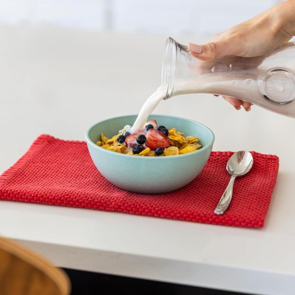 YNTVV-Premium Wheat Straw Bowls Set of 8 - Reusable 27oz Hard Plastic Cereal Bowls - Unbreakable Microwave Safe Bowls for Kitchen, Camping, RV, Dessert, Soup, Salad, Ramen, Eating - Tropical