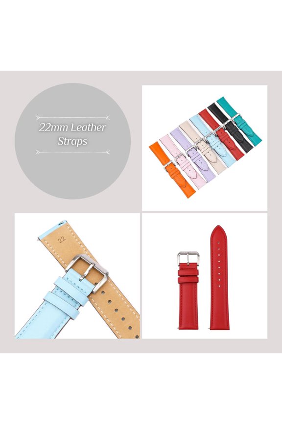 -Quick Release 22mm Leather Watch Straps With Buckle, 22mm Watch Band Straps - Multiple Colors