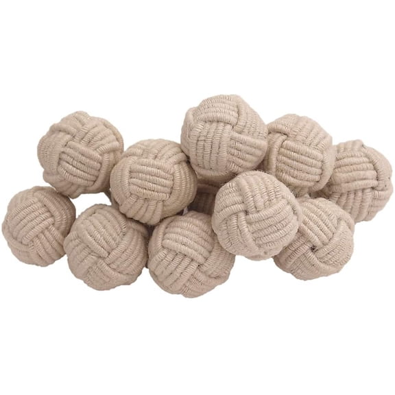 YNTVV-RII 12 Rope Doorknobs Nautical Twisted Decorative Cotton, Rustic Rope Knot Drawer Pull and Push, Furniture Handles/Knobs, Cabinets, Wardrobes, Cupboards, Drawer, 1.75 Off White