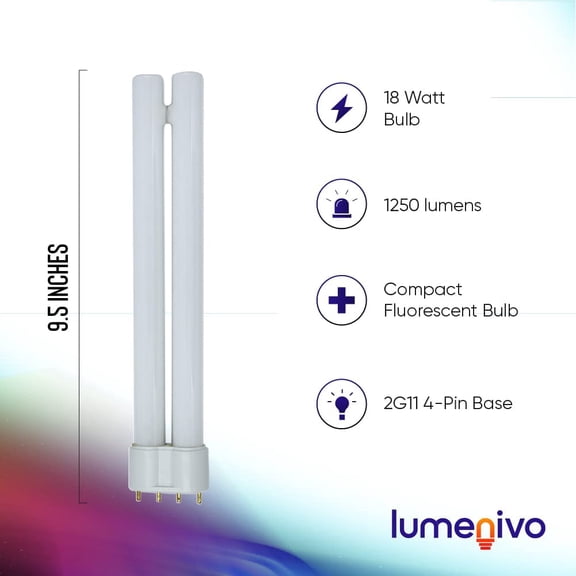 YNTVV-Replacement for OttLite T18330 18W Bulbs PL Bulb 2G11 Base 4 Pin Light Bulb 18W 3000K Warm White - Perfect for Table Lamps, Floor Lamps, Task Lights - 1 Pack